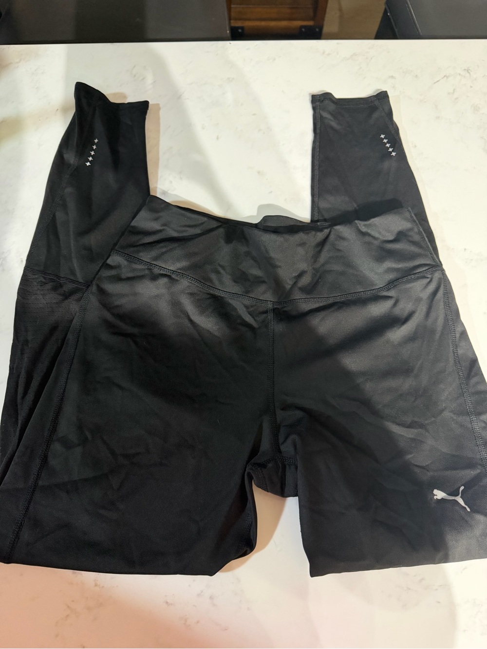 Puma Black Girls' Performance Leggings with Reflective Stars